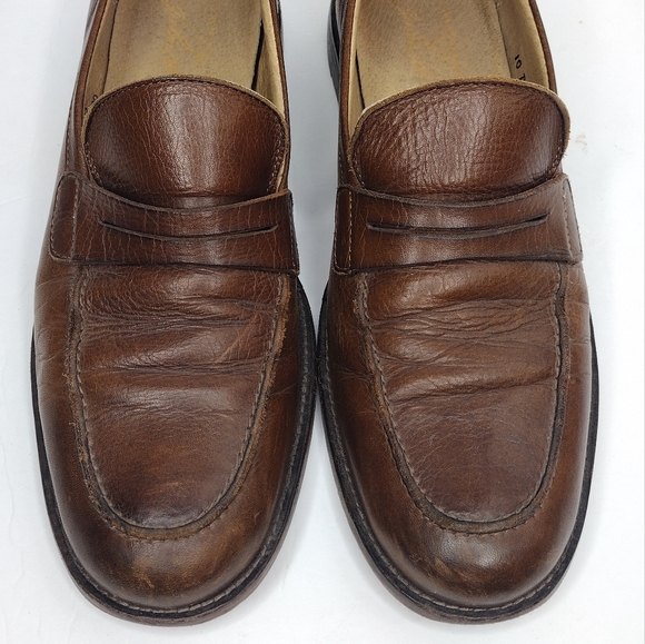 Frye John A. Men's Brown Leather Round Toe Office Slip On Penny Loafers Size 10 - Picture 7 of 16